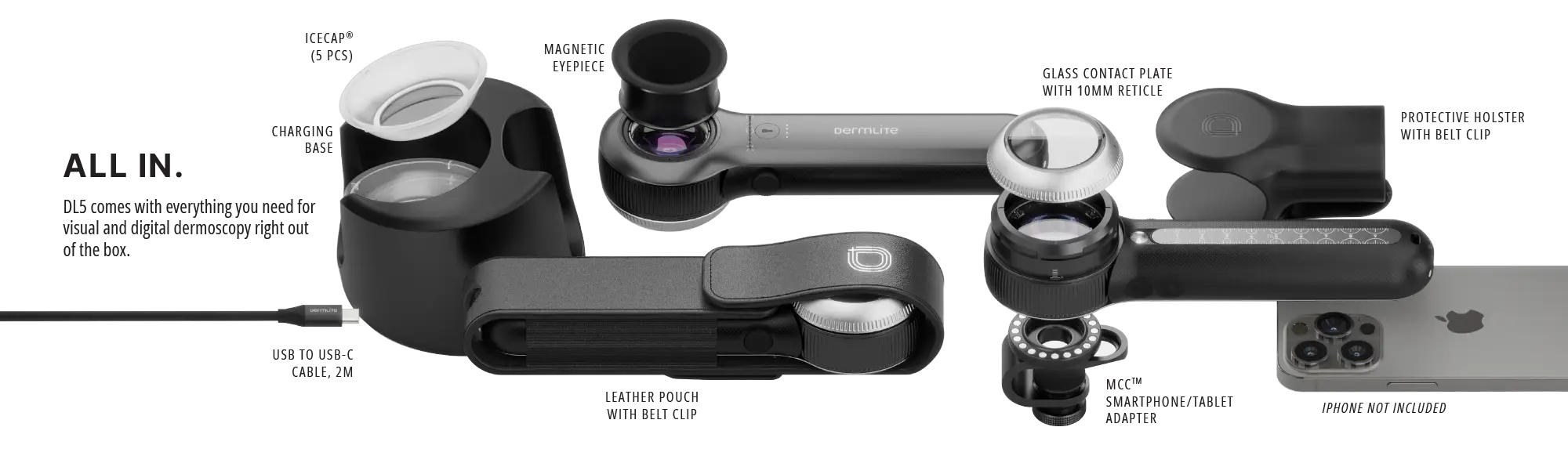 destop charging base with lceCap storage and secondary USB output.